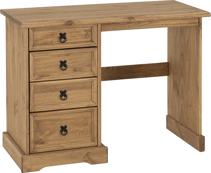 Corona 4 Drawer Dressing Table In Distressed Waxed Pine - Click Image to Close